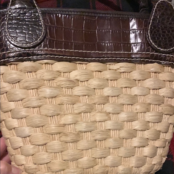 Brighton Candace Straw & leather Shoulder bag double heart charm double straps - Picture 5 of 15